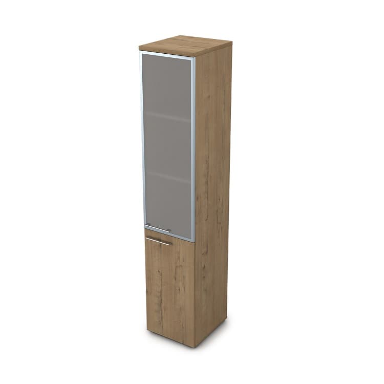 Шкаф пенал АЛСАВ Gloss line 9НП.005.19П teakwood/металл глянец