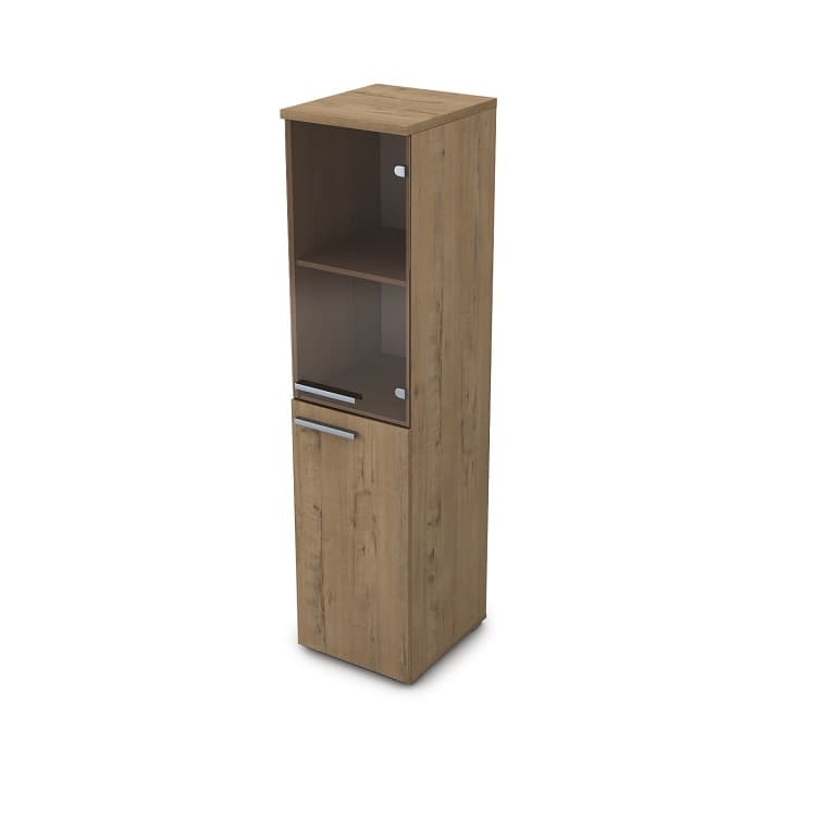 Шкаф узкий (пенал) АЛСАВ Gloss 9П.004.6 teakwood