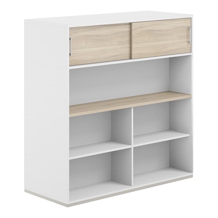 Стеллаж-комбо 1438 двухсторонний Norden Allegro AG.255.220.675.WH с антресолью и с экраном ЛДСП