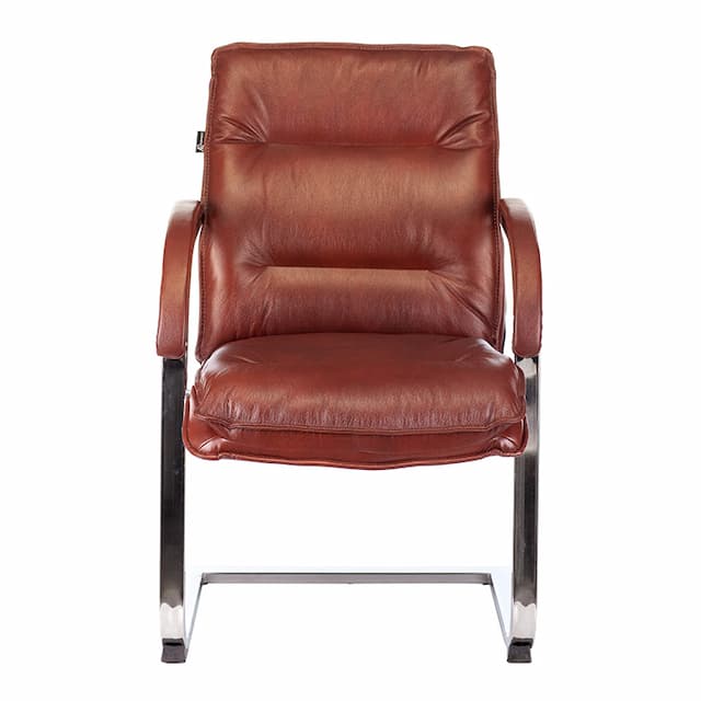 Кресло Бюрократ T-9927SL-LOW-V светло-коричневый Leather Eichel кожа низк.спин. полозья металл хром