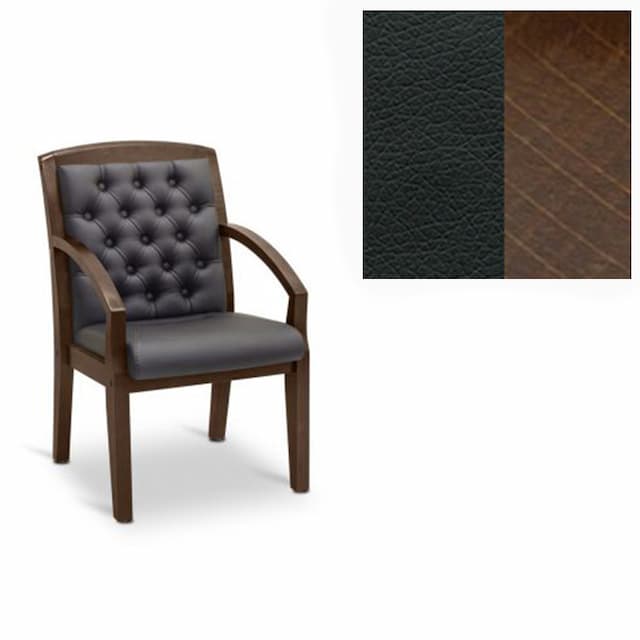 Кресло посетителя Юнитекс Граф+с утяжкой экокожа премиум черная CN1114/дерево-орех