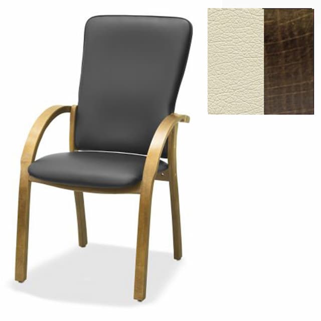 Стул Юнитекс Джуно комфорт экокожа премиум светло-бежевая CN1112/дерево-тёмный орех аида