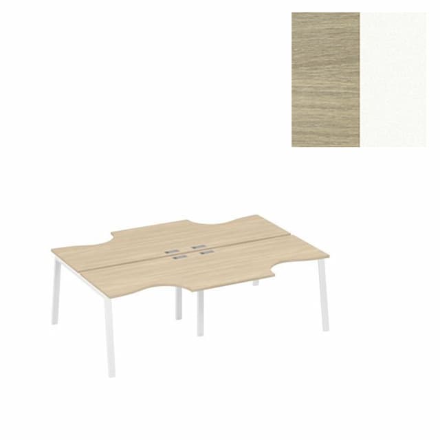 Рабочая станция Юнитекс А4 каркас TRE (4х120) столы Классика А4 Б3 183-2 ДК (240x184x75) дуб скандинавский/металлокаркас белый