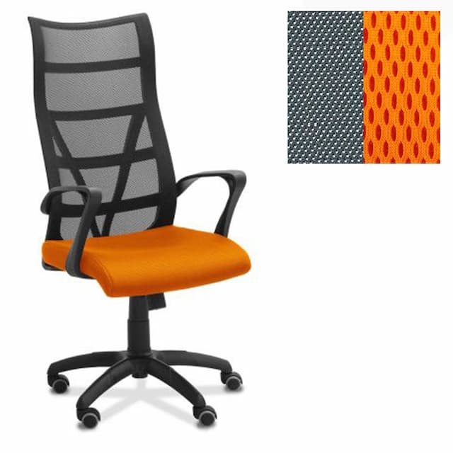 Офисное кресло Юнитекс Топ сетка/ткань TW серая/оранжевая